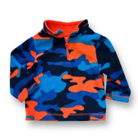 Boys Children's Place Size 9-12 Months Orange & Blue Camo Quarter-Zip Pullover