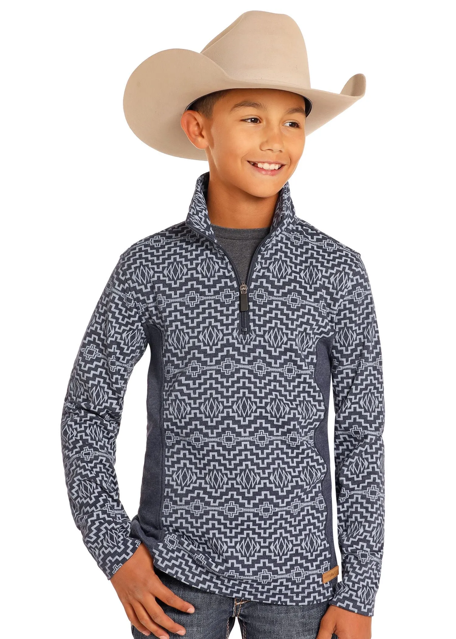 Boy's Powder River Aztec Henley 1/4 Zip Pullover