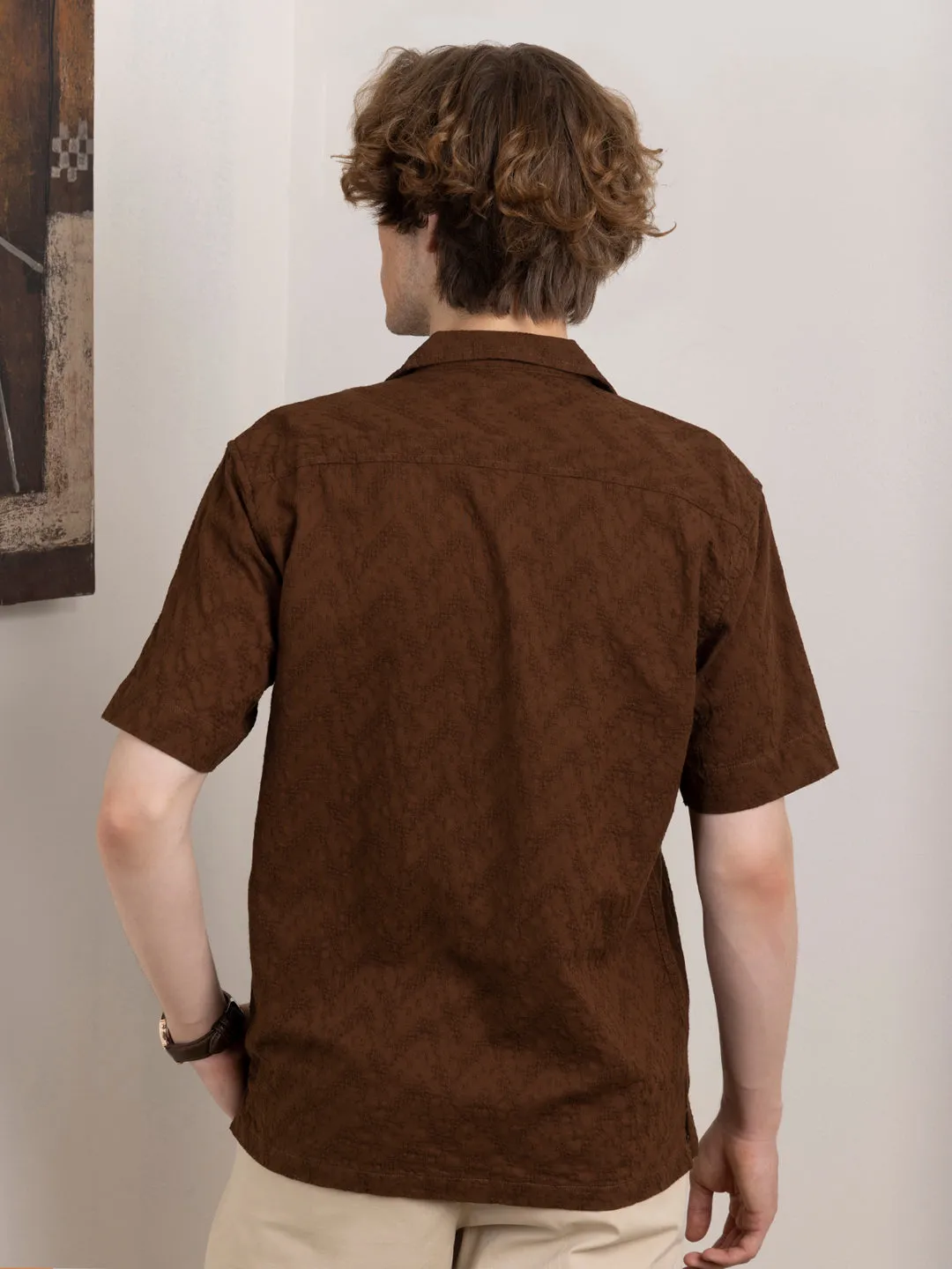 Brown Plain Resort Shirt