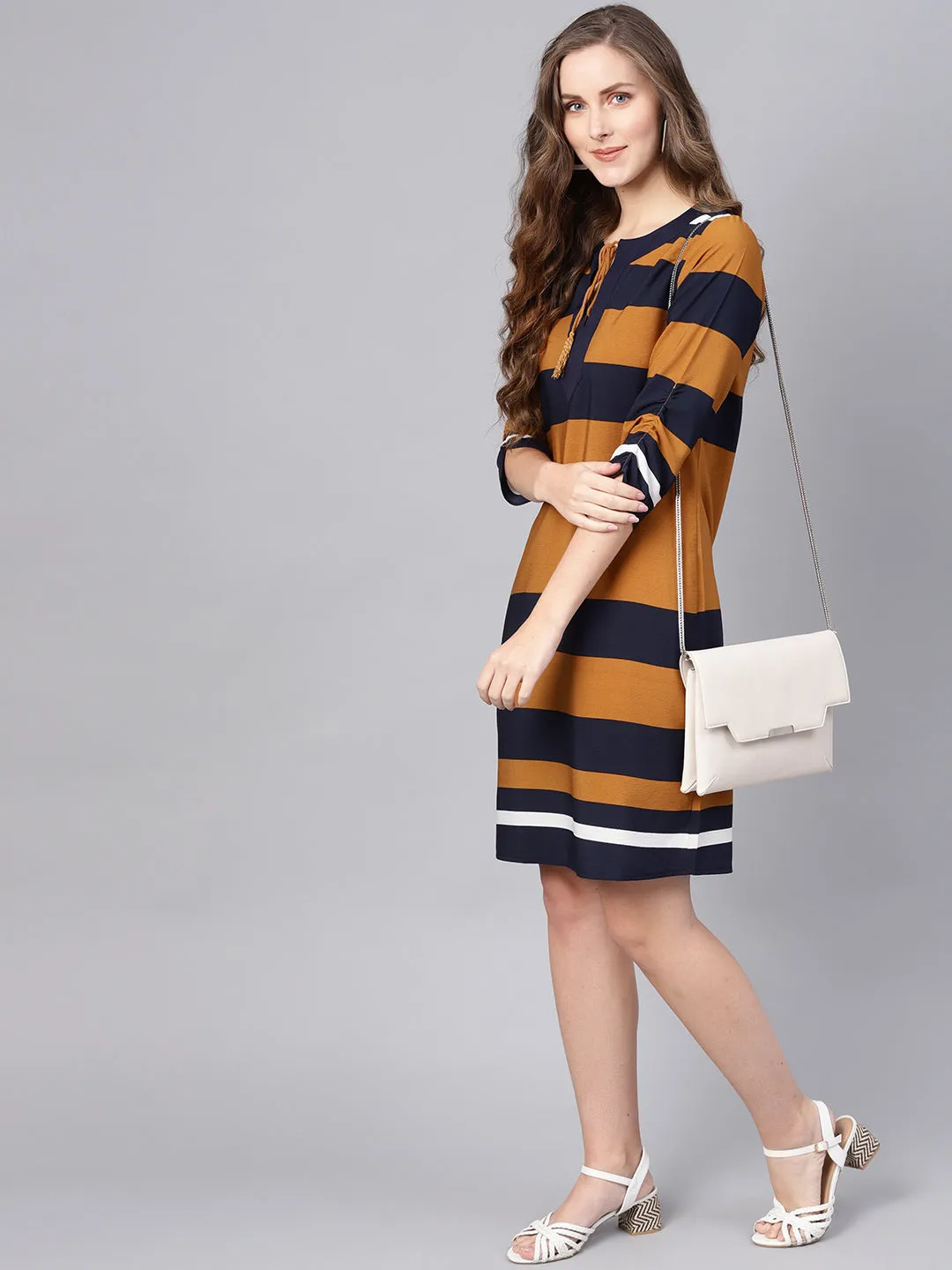 Brown Stripe Shift Dress