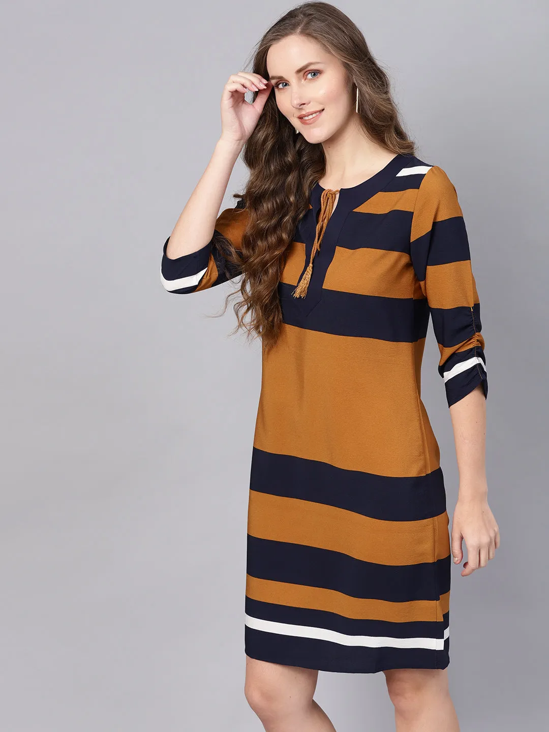 Brown Stripe Shift Dress