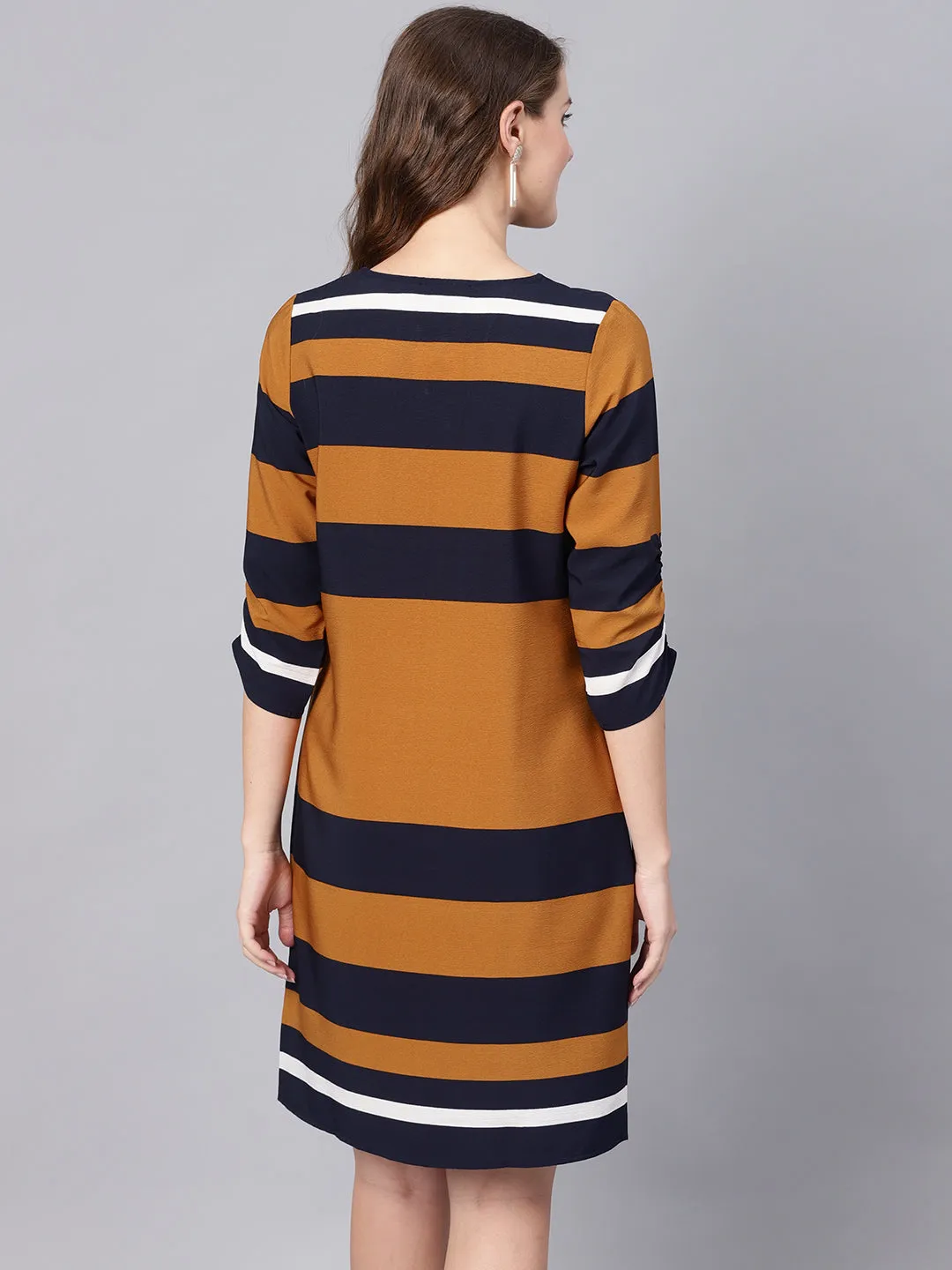 Brown Stripe Shift Dress