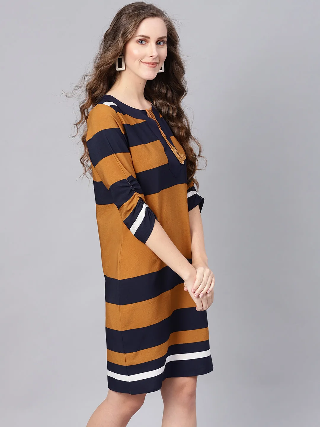 Brown Stripe Shift Dress