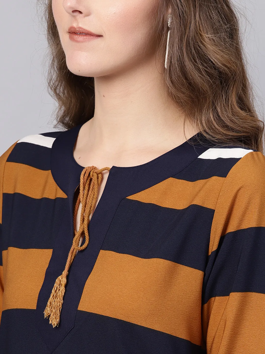 Brown Stripe Shift Dress