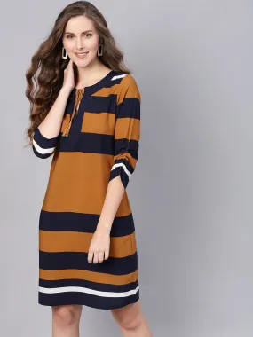 Brown Stripe Shift Dress