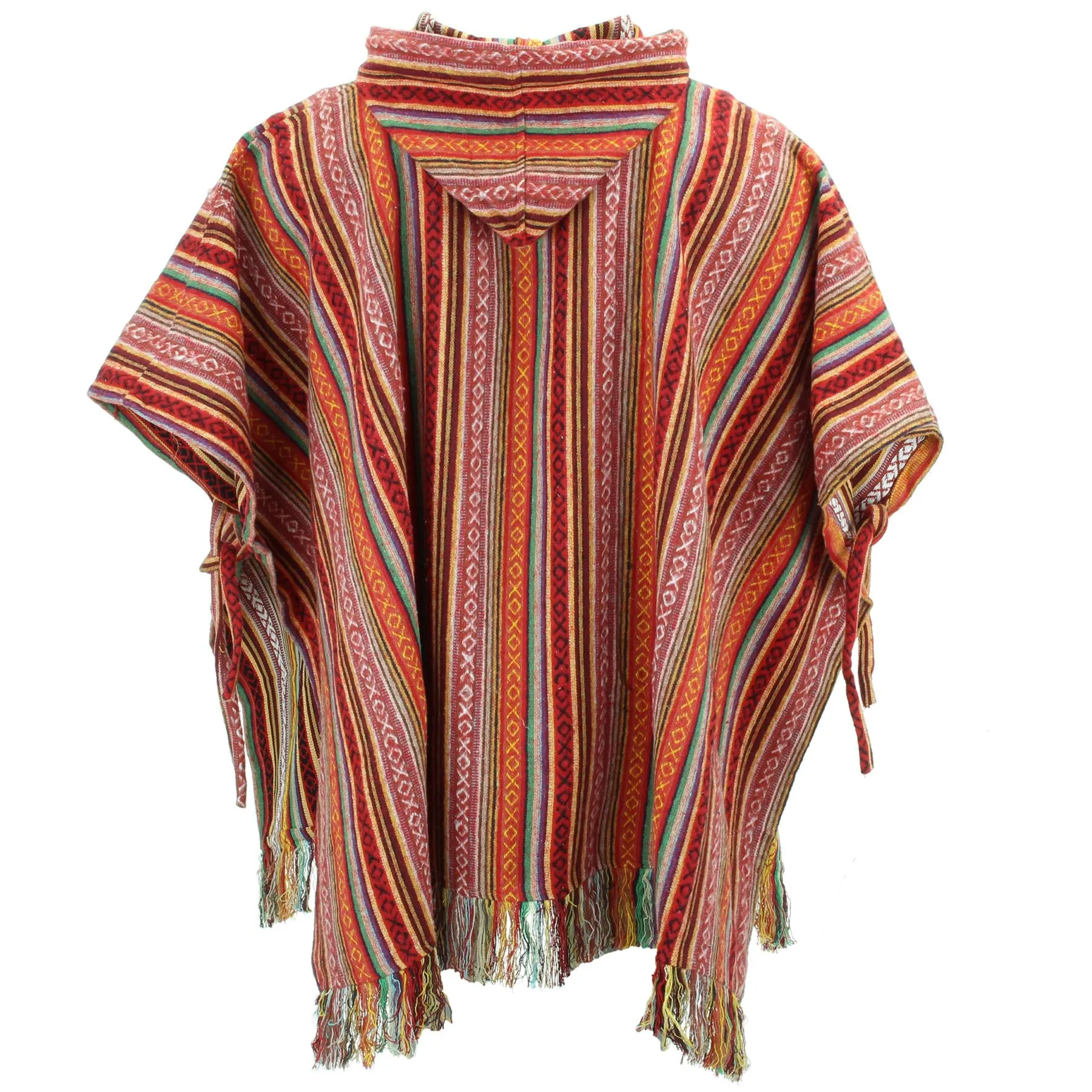 Brushed Cotton Hooded Poncho - Blood Orange