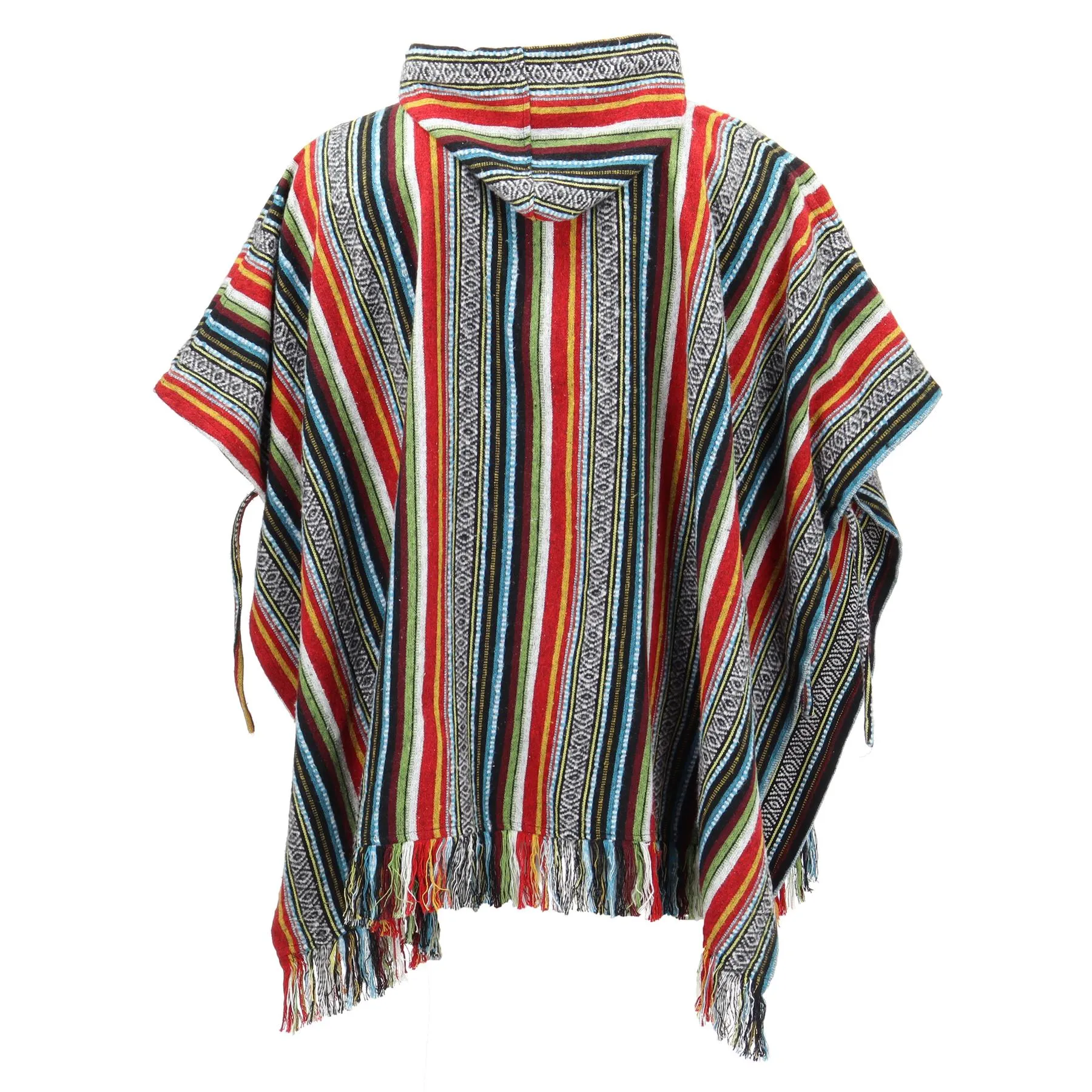 Brushed Cotton Hooded Poncho - Mexican Diamond