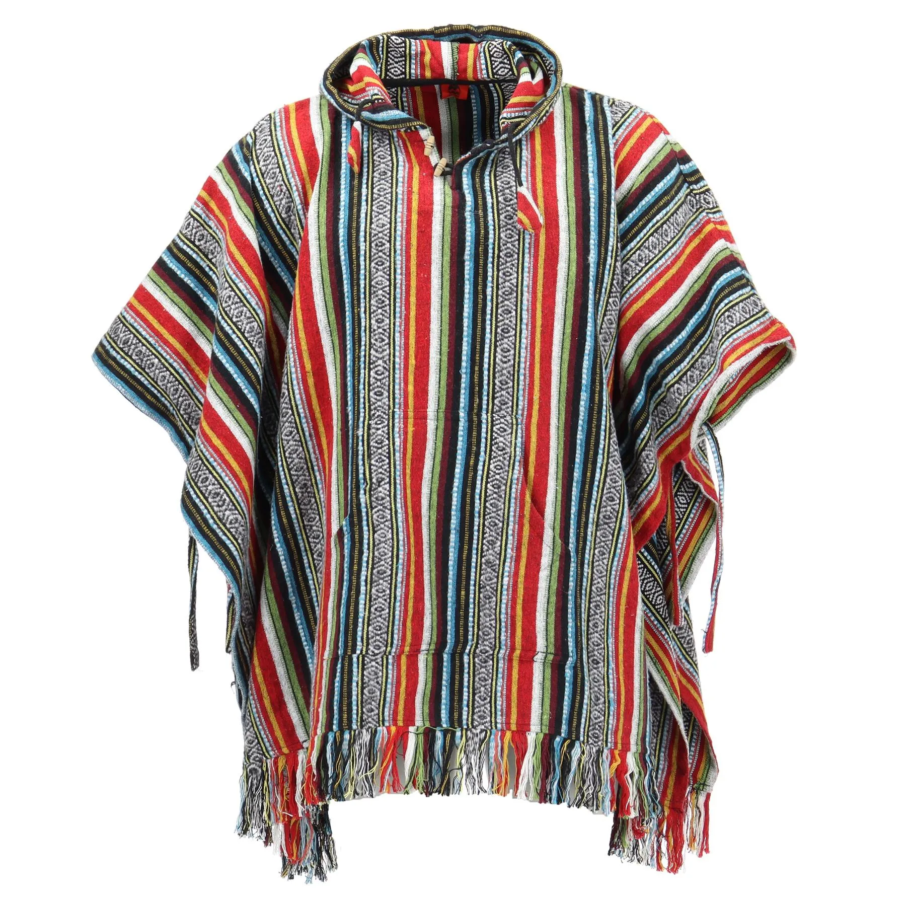 Brushed Cotton Hooded Poncho - Mexican Diamond