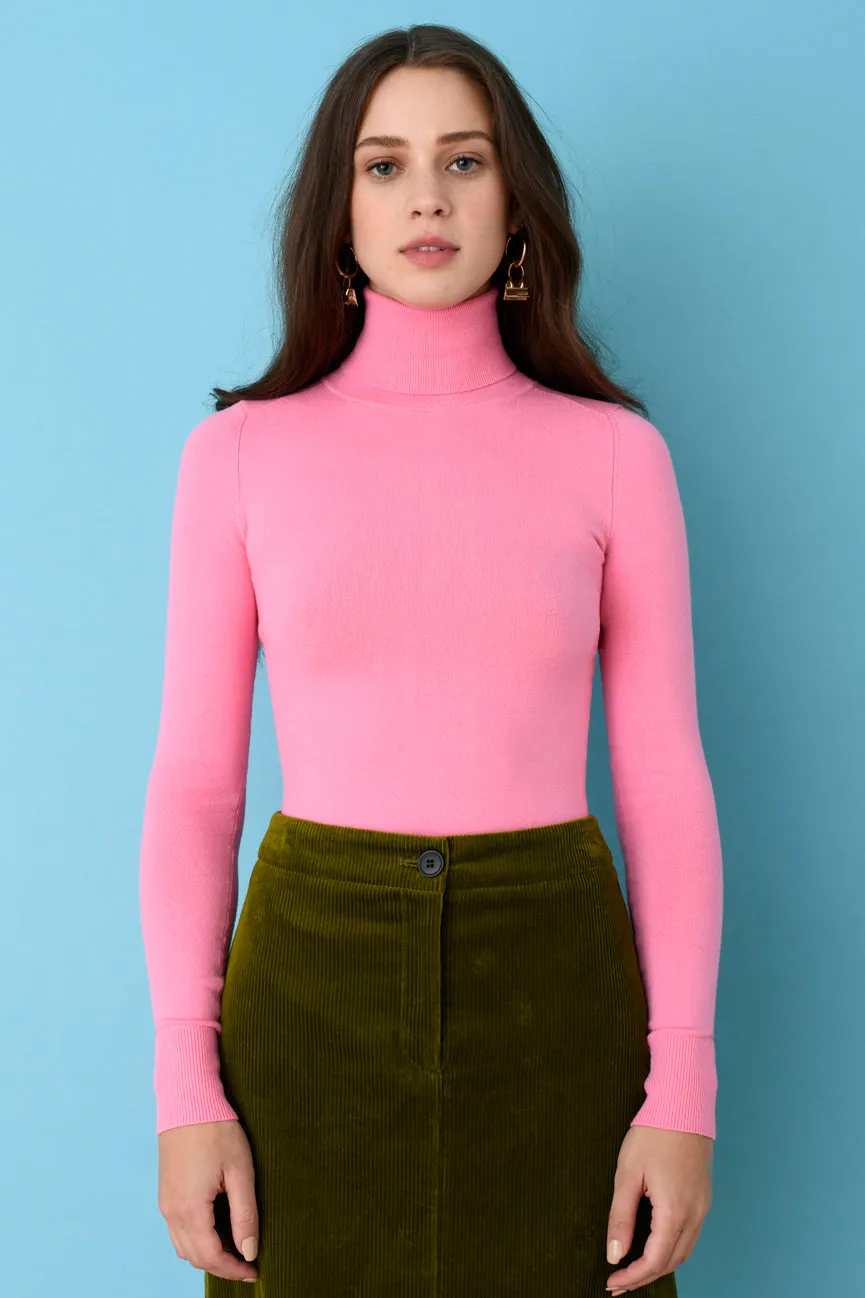 Bubblegum Pink Peachskin Long Sleeve Turtleneck