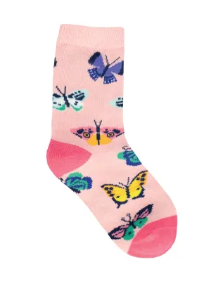 Butterfly Migration Kid's Socks Pink (4-7 Years)