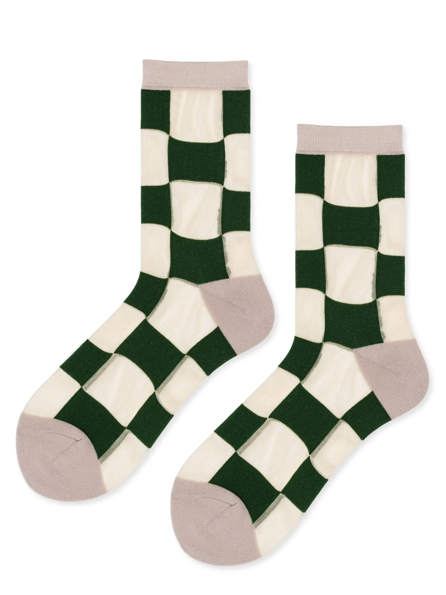 Checkboard Sheer Crew Socks