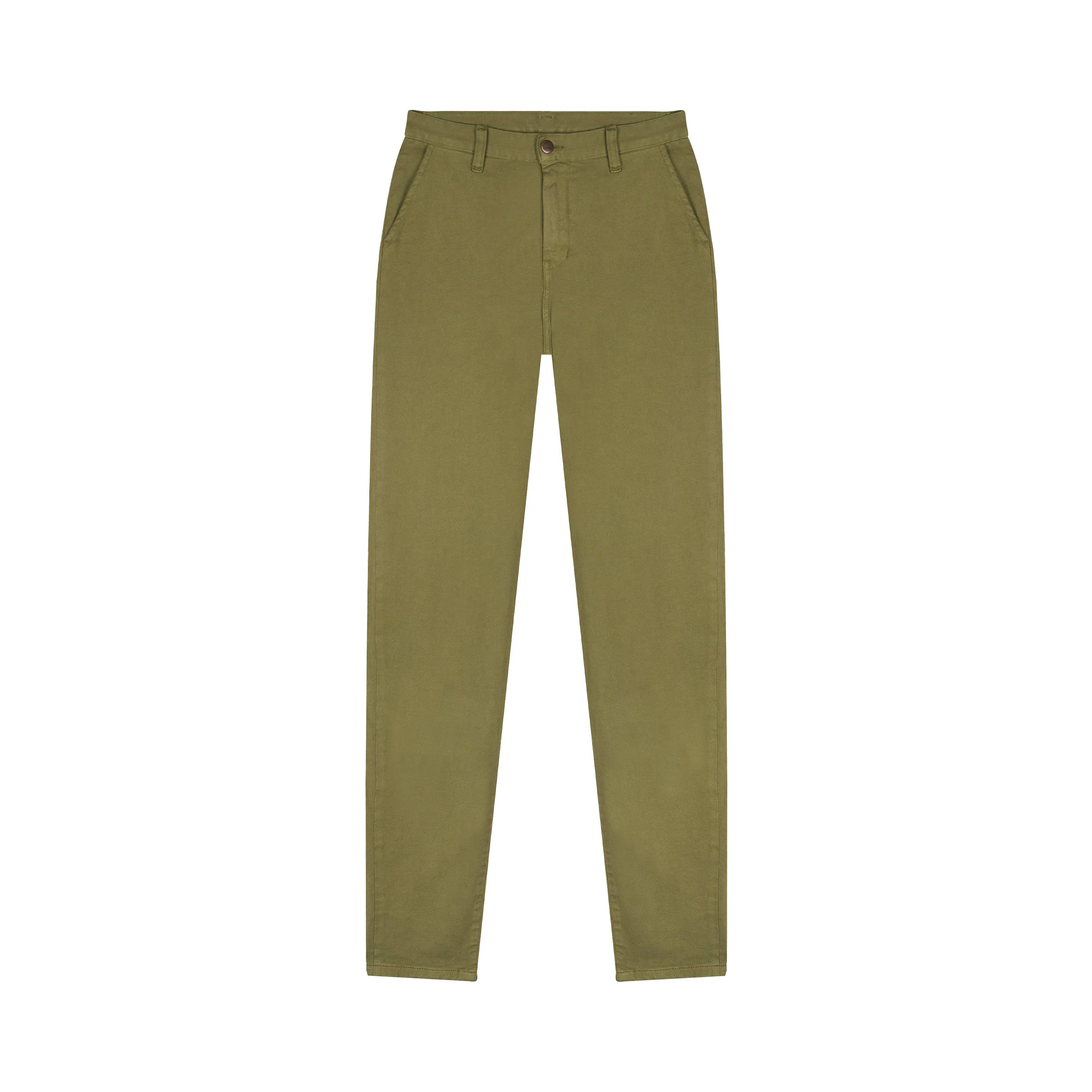 Chino femme ajusté taille haute Vert Kaki - Léonie