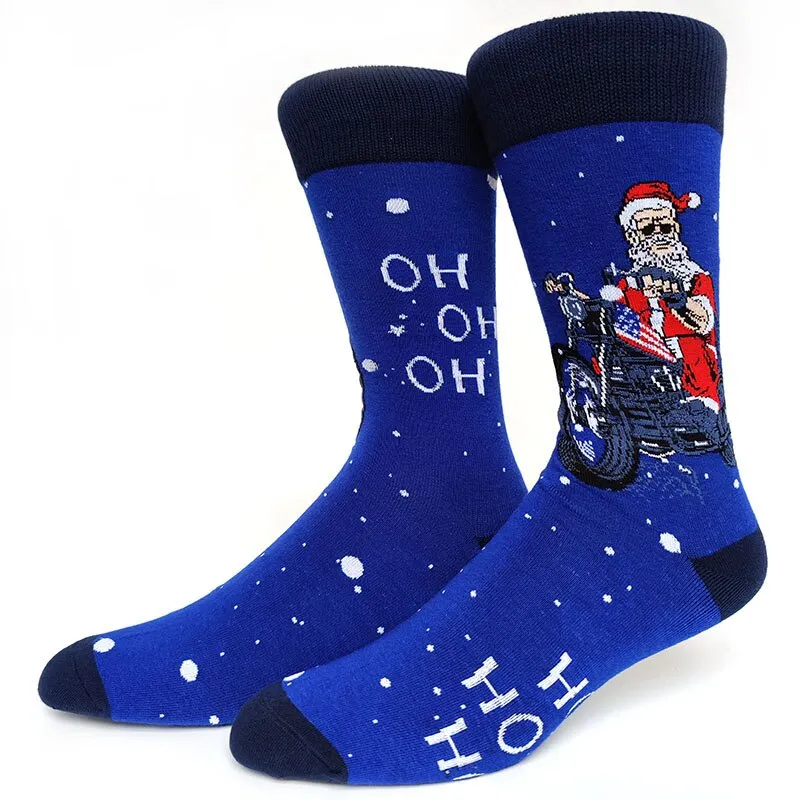 Christmas Socks Men Funny Christmas Tree Snowflake Santa Claus Elk Snow Cotton Happy Socks Men New Year Sokken Harajuku