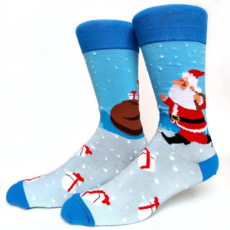 Christmas Socks Men Funny Christmas Tree Snowflake Santa Claus Elk Snow Cotton Happy Socks Men New Year Sokken Harajuku