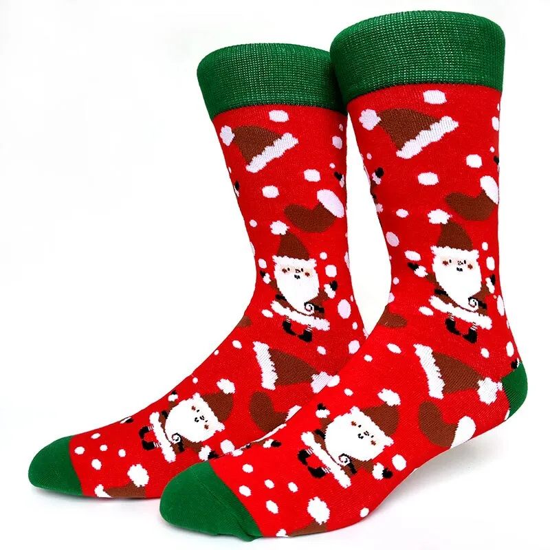 Christmas Socks Men Funny Christmas Tree Snowflake Santa Claus Elk Snow Cotton Happy Socks Men New Year Sokken Harajuku