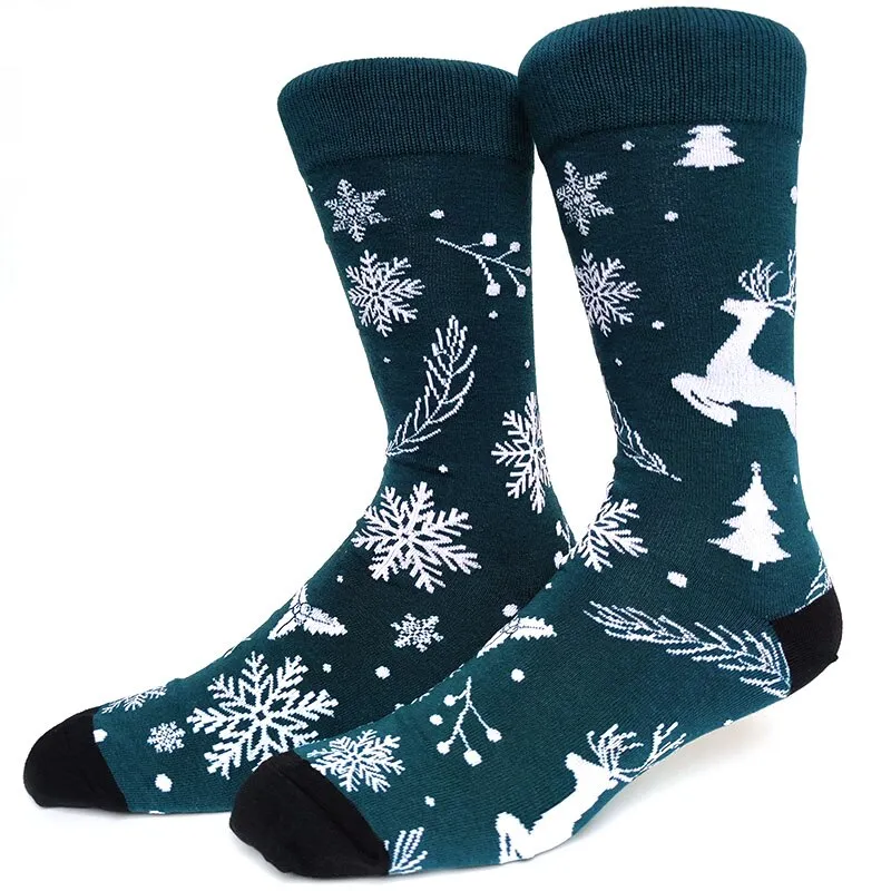 Christmas Socks Men Funny Christmas Tree Snowflake Santa Claus Elk Snow Cotton Happy Socks Men New Year Sokken Harajuku