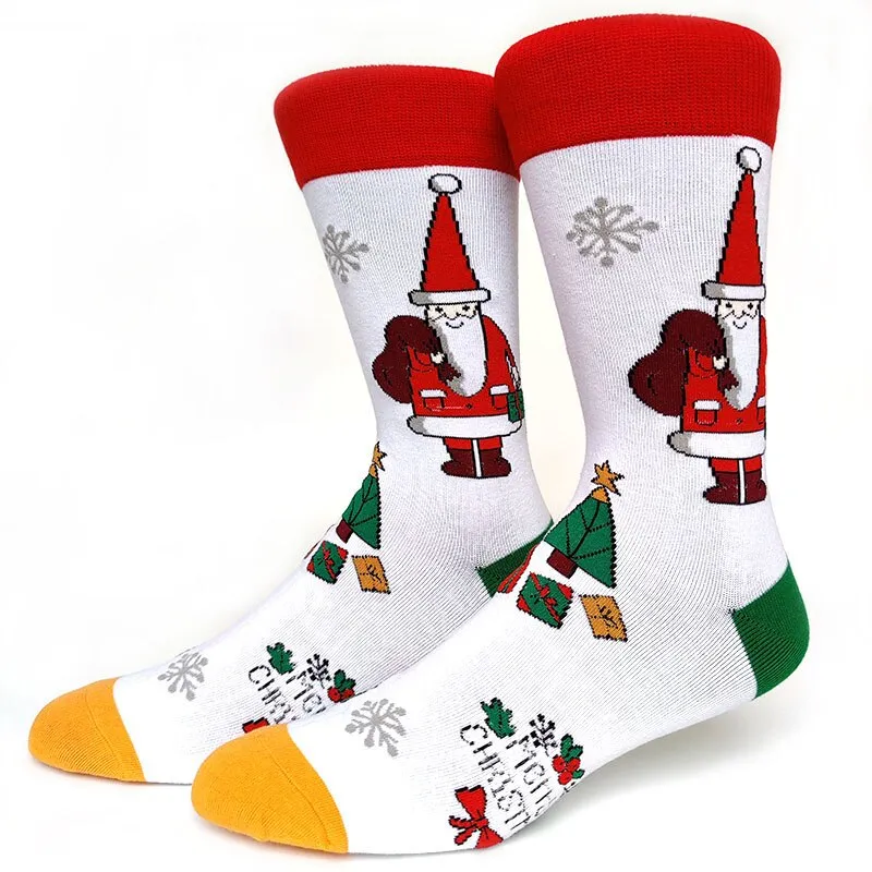 Christmas Socks Men Funny Christmas Tree Snowflake Santa Claus Elk Snow Cotton Happy Socks Men New Year Sokken Harajuku