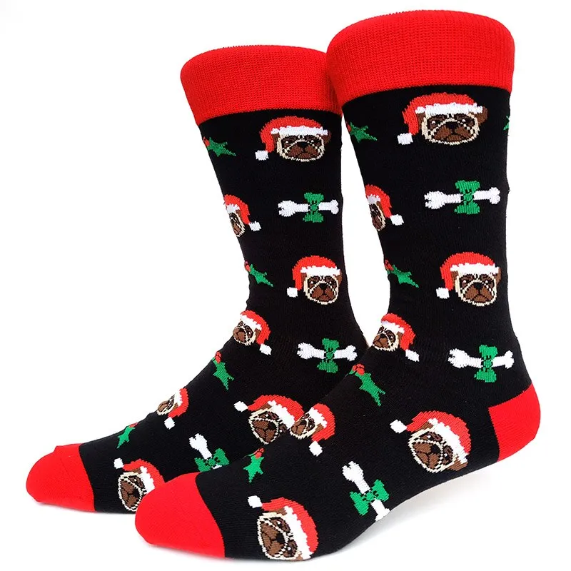 Christmas Socks Men Funny Christmas Tree Snowflake Santa Claus Elk Snow Cotton Happy Socks Men New Year Sokken Harajuku