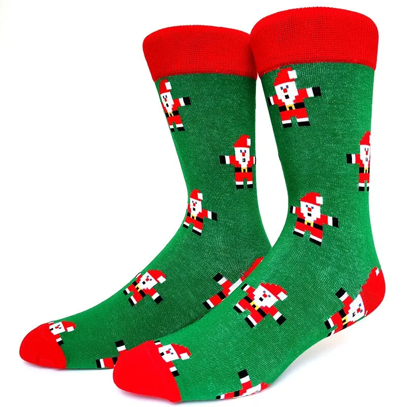 Christmas Socks Men Funny Christmas Tree Snowflake Santa Claus Elk Snow Cotton Happy Socks Men New Year Sokken Harajuku