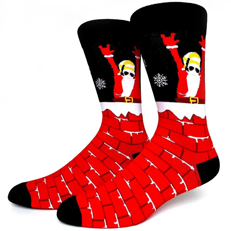 Christmas Socks Men Funny Christmas Tree Snowflake Santa Claus Elk Snow Cotton Happy Socks Men New Year Sokken Harajuku