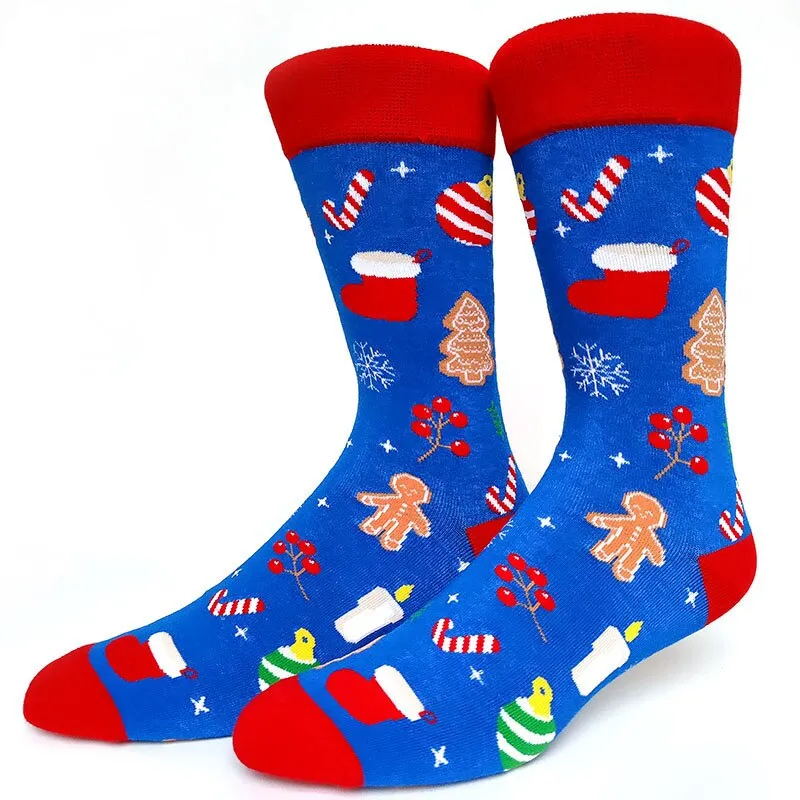 Christmas Socks Men Funny Christmas Tree Snowflake Santa Claus Elk Snow Cotton Happy Socks Men New Year Sokken Harajuku