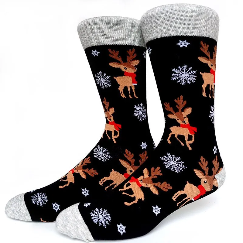 Christmas Socks Men Funny Christmas Tree Snowflake Santa Claus Elk Snow Cotton Happy Socks Men New Year Sokken Harajuku