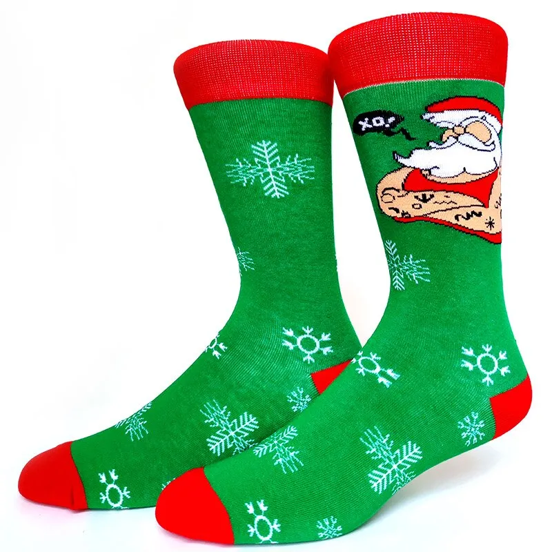 Christmas Socks Men Funny Christmas Tree Snowflake Santa Claus Elk Snow Cotton Happy Socks Men New Year Sokken Harajuku