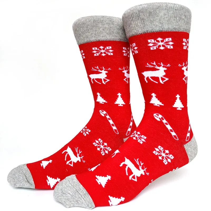 Christmas Socks Men Funny Christmas Tree Snowflake Santa Claus Elk Snow Cotton Happy Socks Men New Year Sokken Harajuku