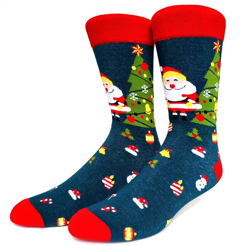 Christmas Socks Men Funny Christmas Tree Snowflake Santa Claus Elk Snow Cotton Happy Socks Men New Year Sokken Harajuku