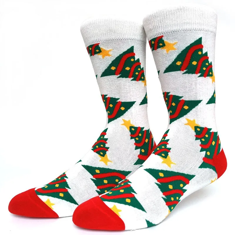 Christmas Socks Men Funny Christmas Tree Snowflake Santa Claus Elk Snow Cotton Happy Socks Men New Year Sokken Harajuku