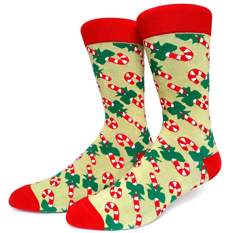 Christmas Socks Men Funny Christmas Tree Snowflake Santa Claus Elk Snow Cotton Happy Socks Men New Year Sokken Harajuku