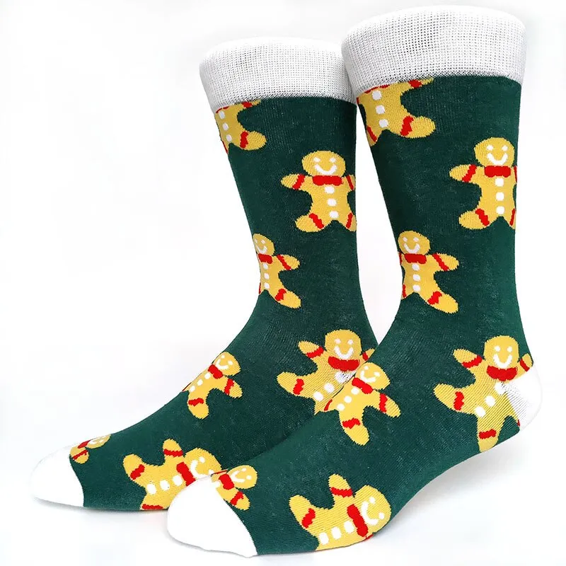 Christmas Socks Men Funny Christmas Tree Snowflake Santa Claus Elk Snow Cotton Happy Socks Men New Year Sokken Harajuku