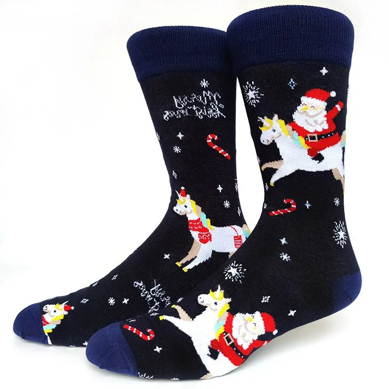 Christmas Socks Men Funny Christmas Tree Snowflake Santa Claus Elk Snow Cotton Happy Socks Men New Year Sokken Harajuku