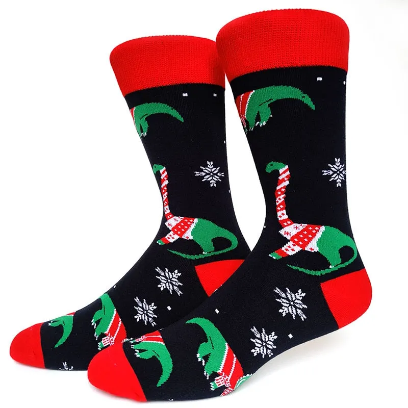 Christmas Socks Men Funny Christmas Tree Snowflake Santa Claus Elk Snow Cotton Happy Socks Men New Year Sokken Harajuku