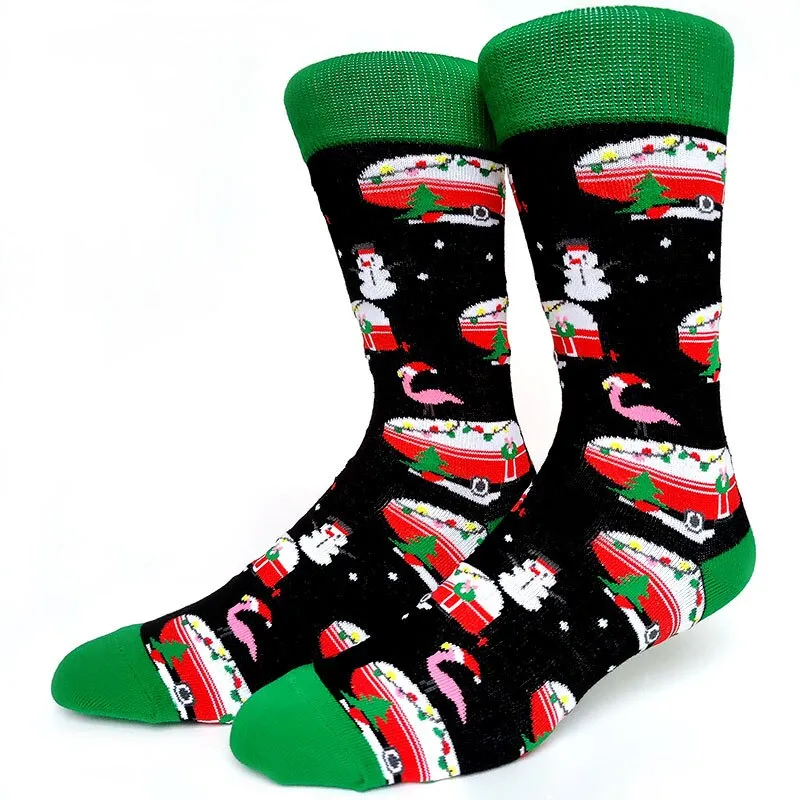 Christmas Socks Men Funny Christmas Tree Snowflake Santa Claus Elk Snow Cotton Happy Socks Men New Year Sokken Harajuku