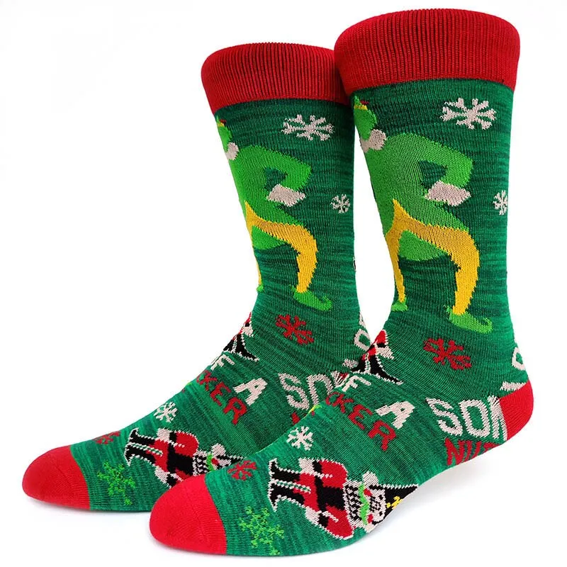 Christmas Socks Men Funny Christmas Tree Snowflake Santa Claus Elk Snow Cotton Happy Socks Men New Year Sokken Harajuku