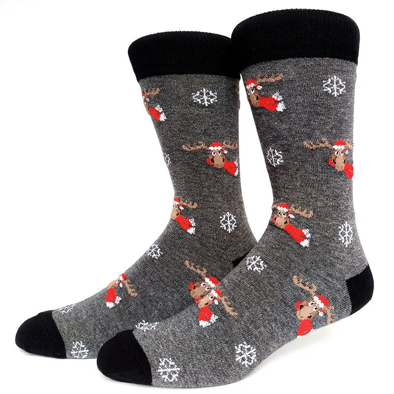 Christmas Socks Men Funny Christmas Tree Snowflake Santa Claus Elk Snow Cotton Happy Socks Men New Year Sokken Harajuku