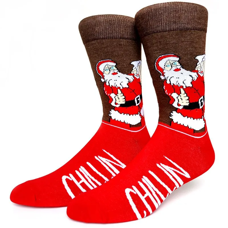 Christmas Socks Men Funny Christmas Tree Snowflake Santa Claus Elk Snow Cotton Happy Socks Men New Year Sokken Harajuku