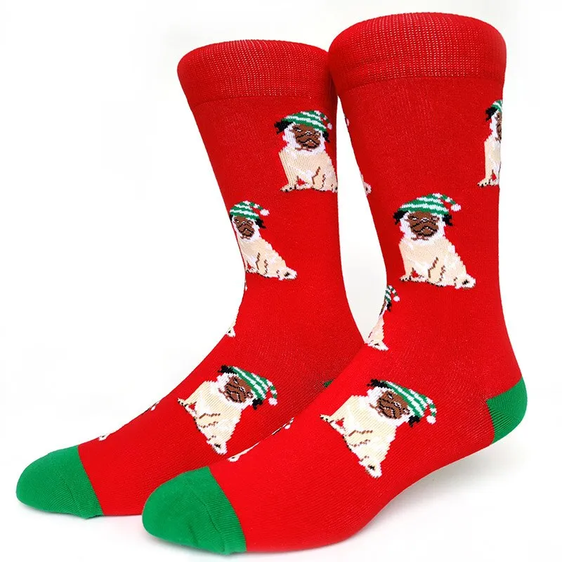 Christmas Socks Men Funny Christmas Tree Snowflake Santa Claus Elk Snow Cotton Happy Socks Men New Year Sokken Harajuku