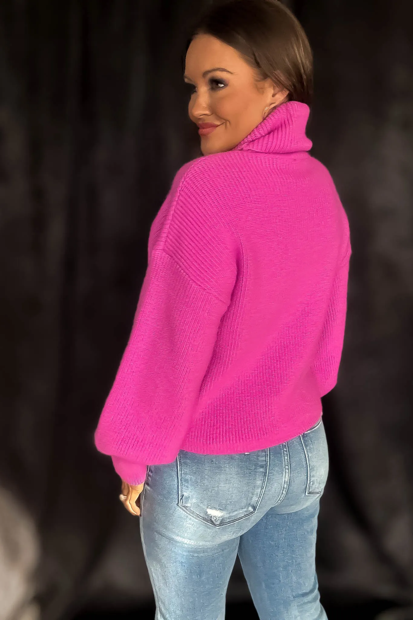 Cozy Vibes Fuchsia Turtle Neck Sweater