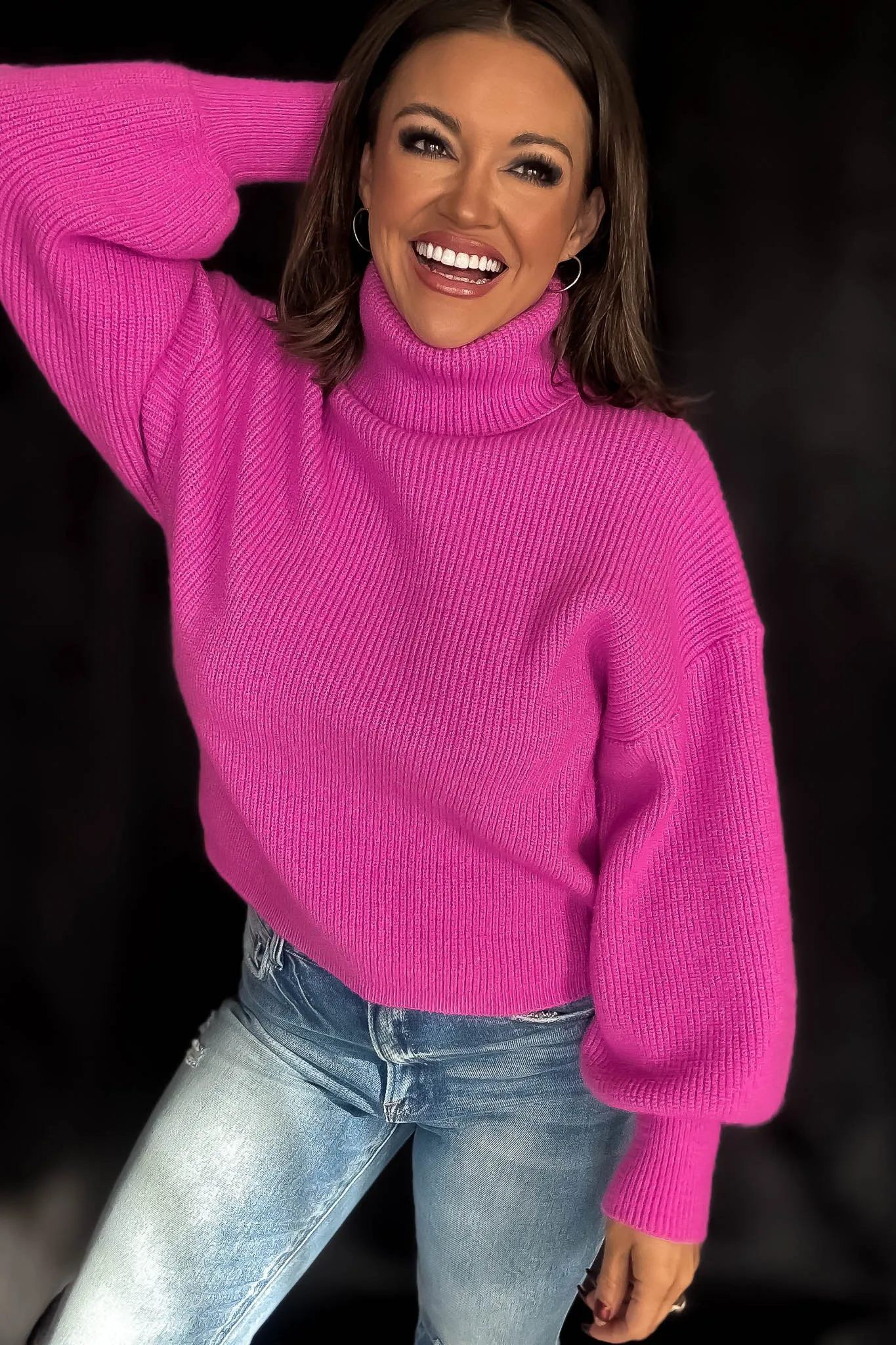 Cozy Vibes Fuchsia Turtle Neck Sweater