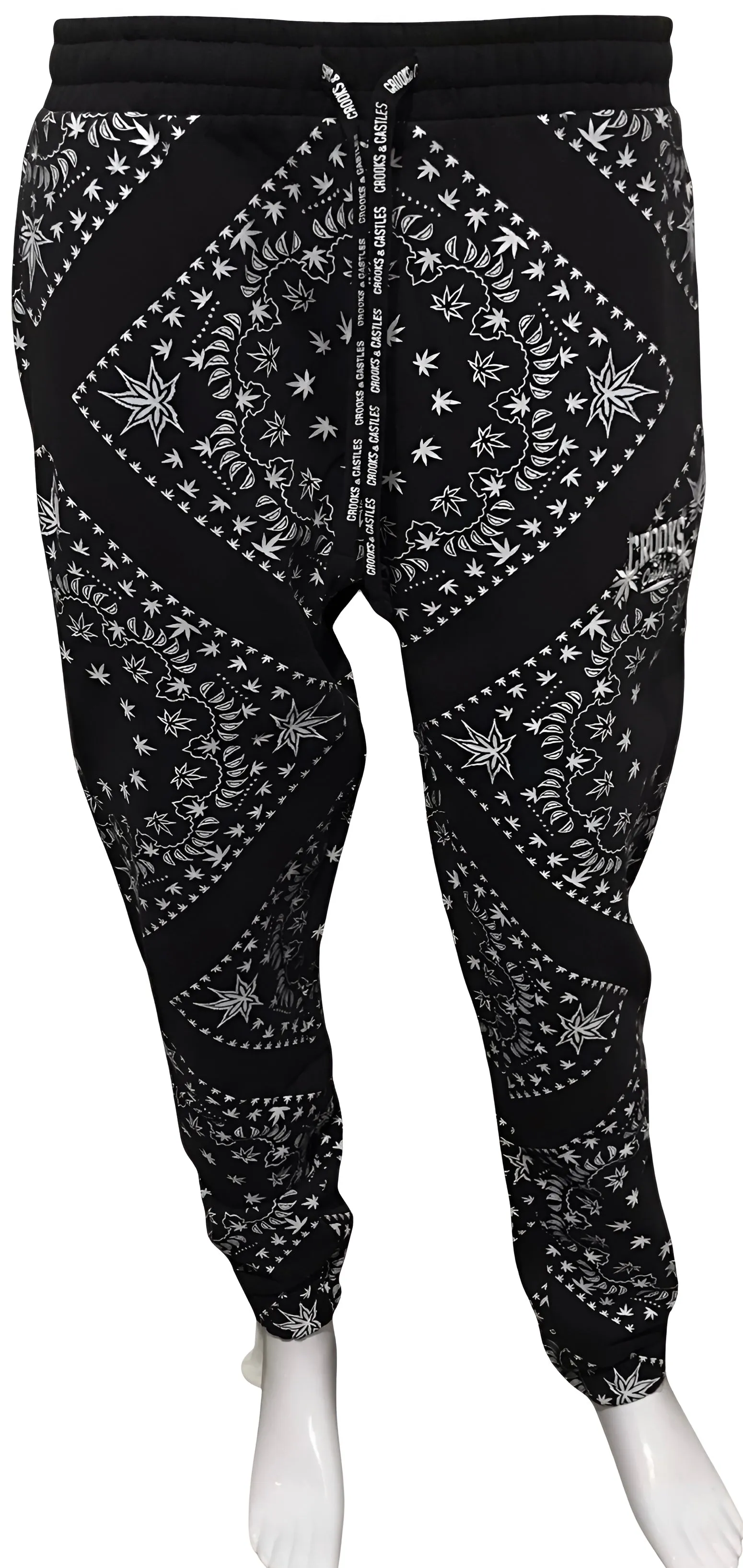 ^CROOKS & CASTLES^ (BLACK-PAISLEY) ~KUSHDANA~ JOGGER SWEATPANTS