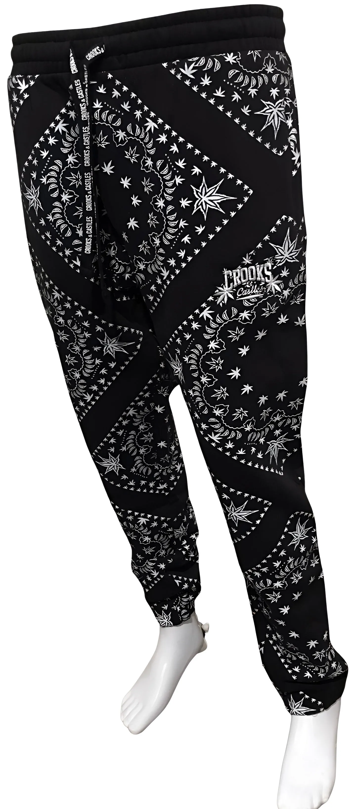 ^CROOKS & CASTLES^ (BLACK-PAISLEY) ~KUSHDANA~ JOGGER SWEATPANTS