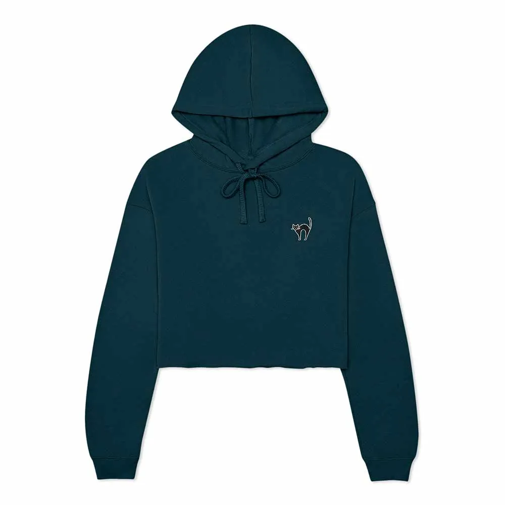 Dalix Black Cat Cropped Hoodie