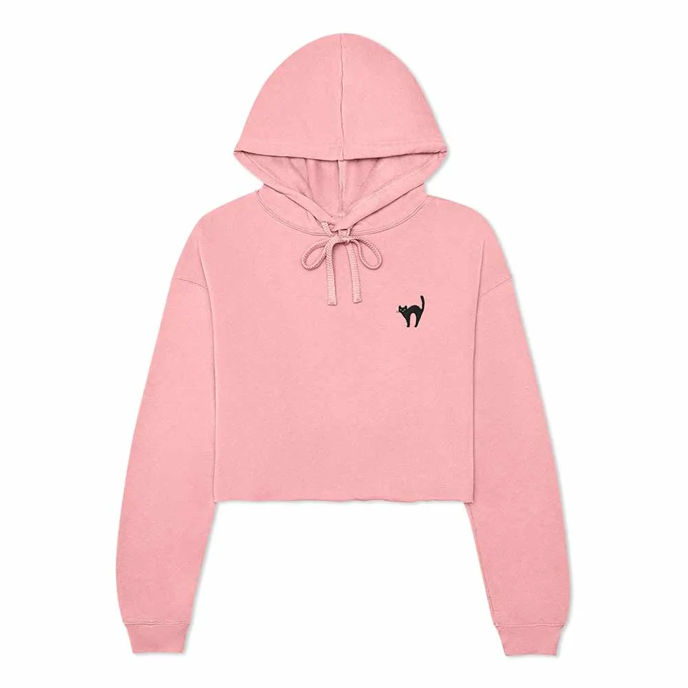 Dalix Black Cat Cropped Hoodie