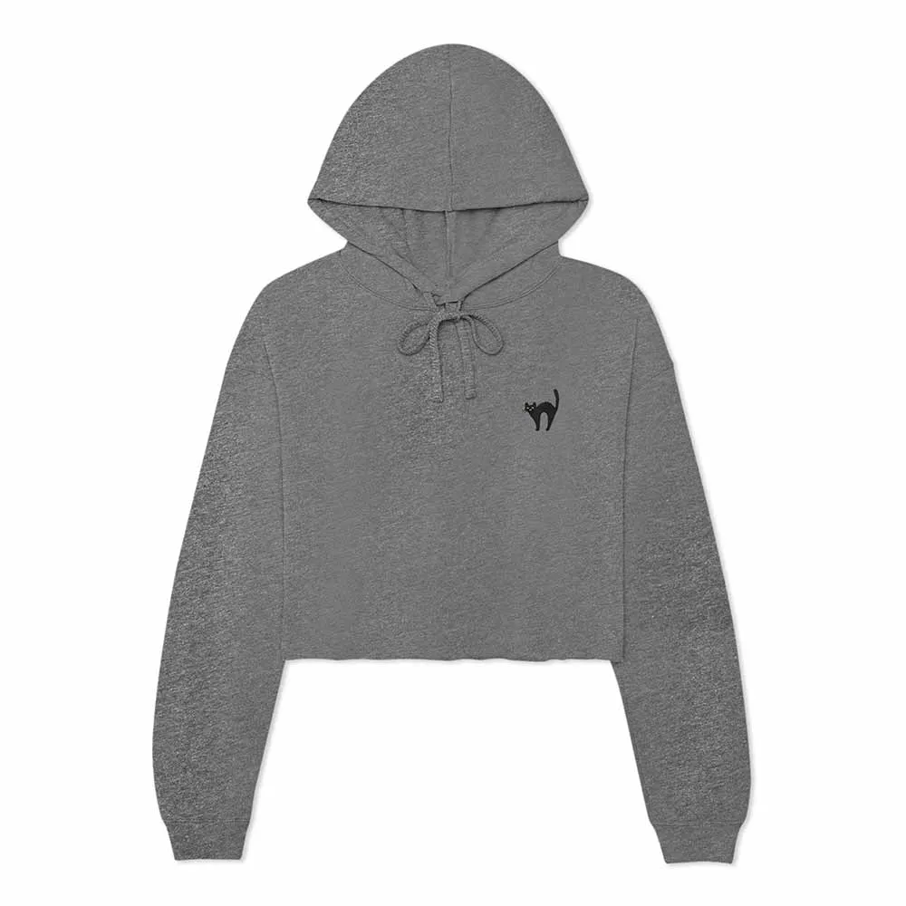 Dalix Black Cat Cropped Hoodie