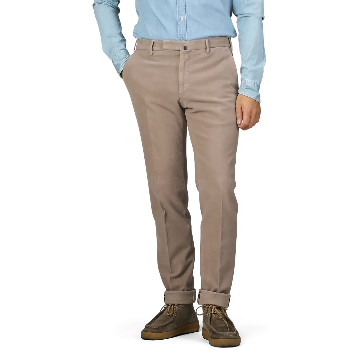 Dark Beige Cotton Moleskin Model 30 Chinos