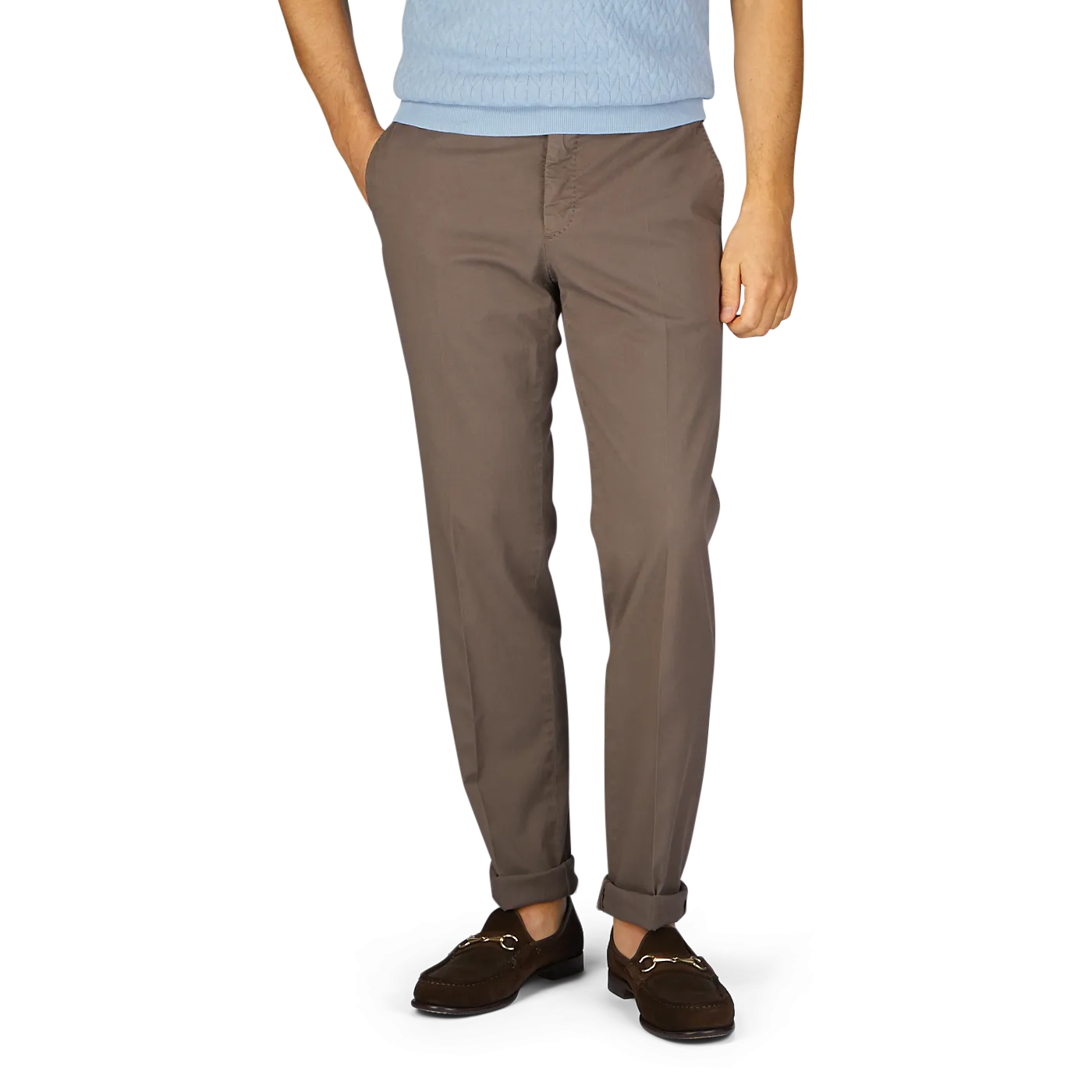 Dark Brown Cotton Stretch Regular Chinos