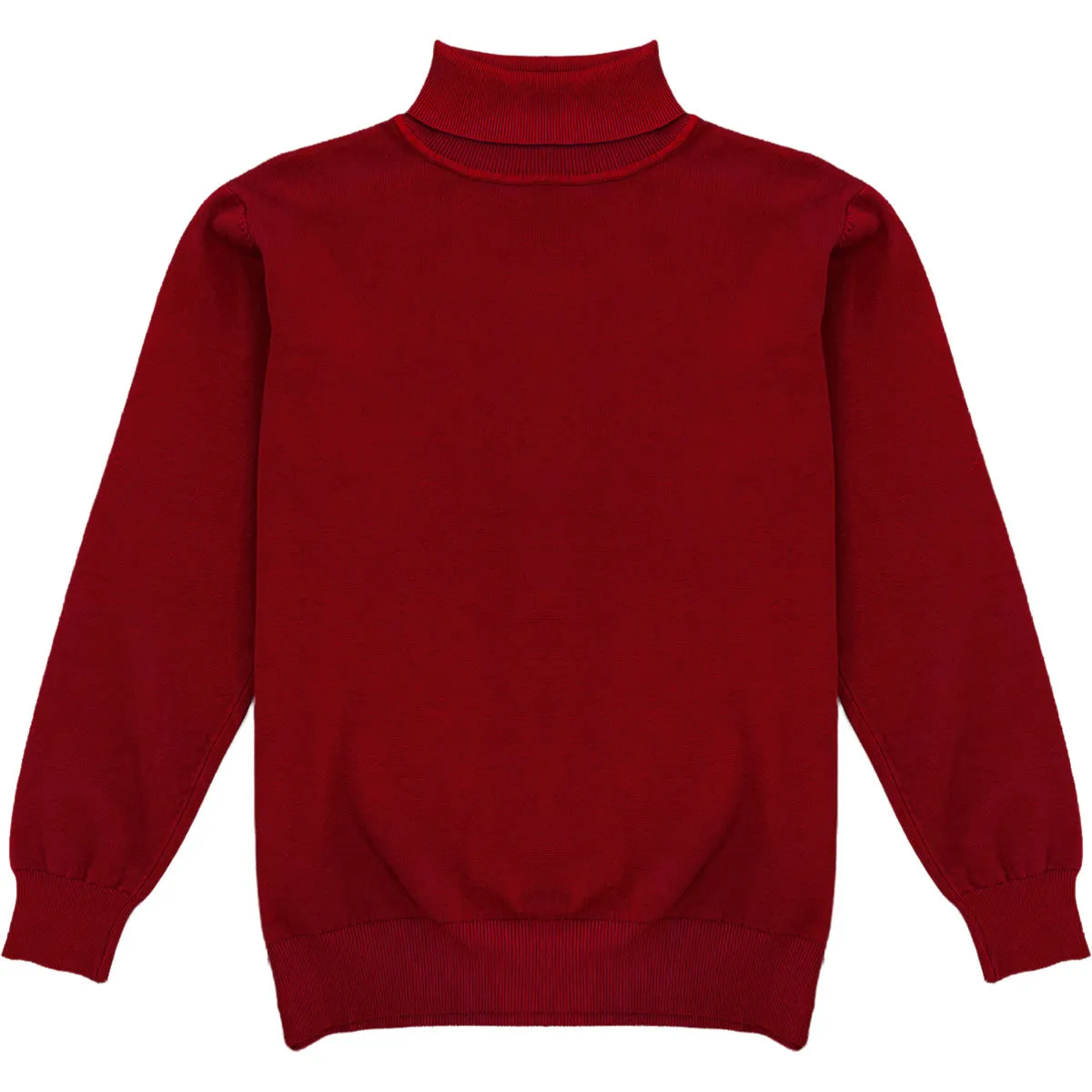 Dark Red Mens Long Sleeve Knit Turtleneck Sweater