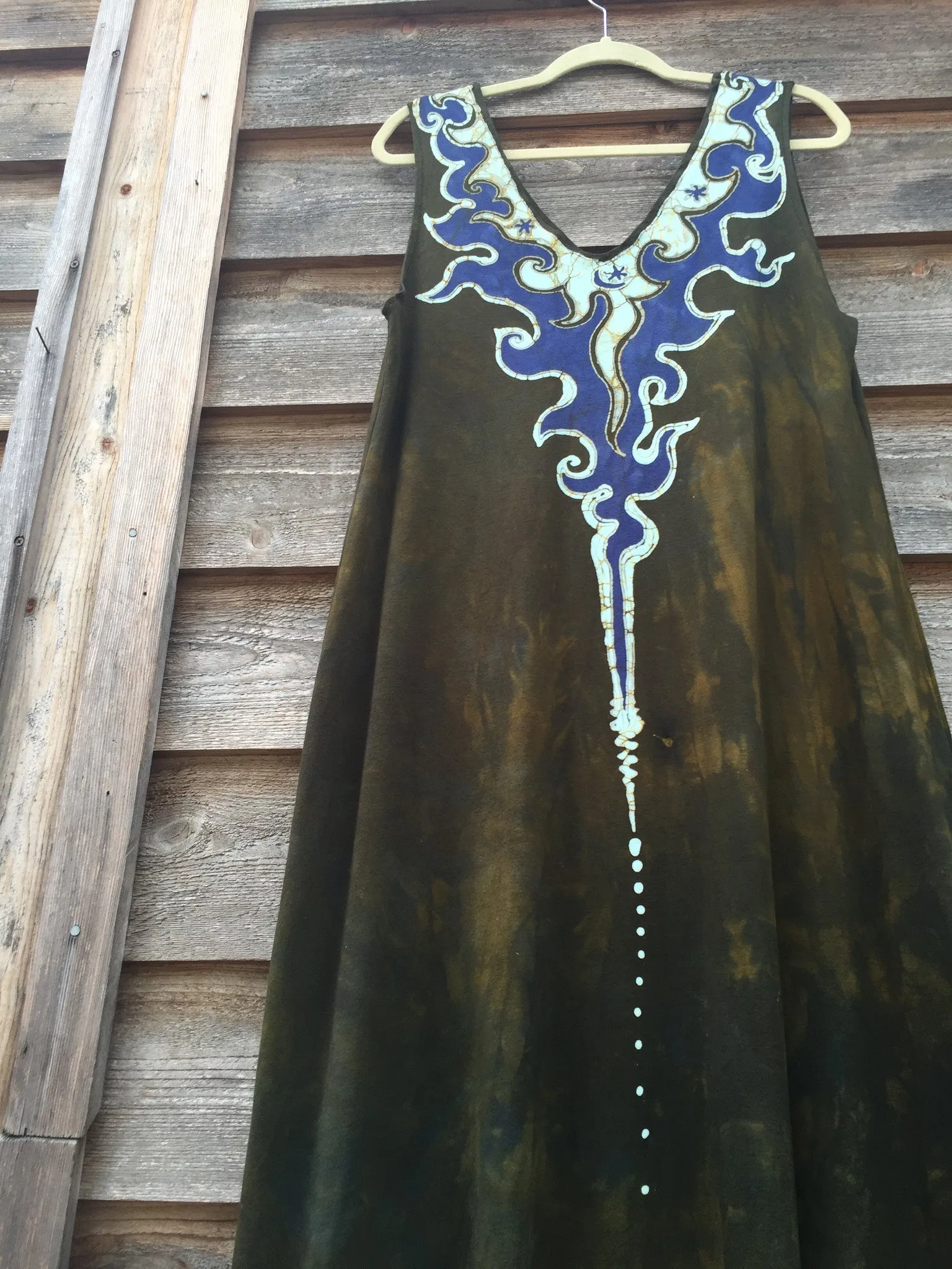 Deep Gold Lava Rock Organic Cotton Handmade Batik Dress